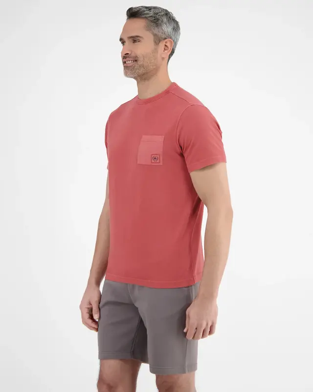 Lerros T-Shirt met Borstzak - Earth Red