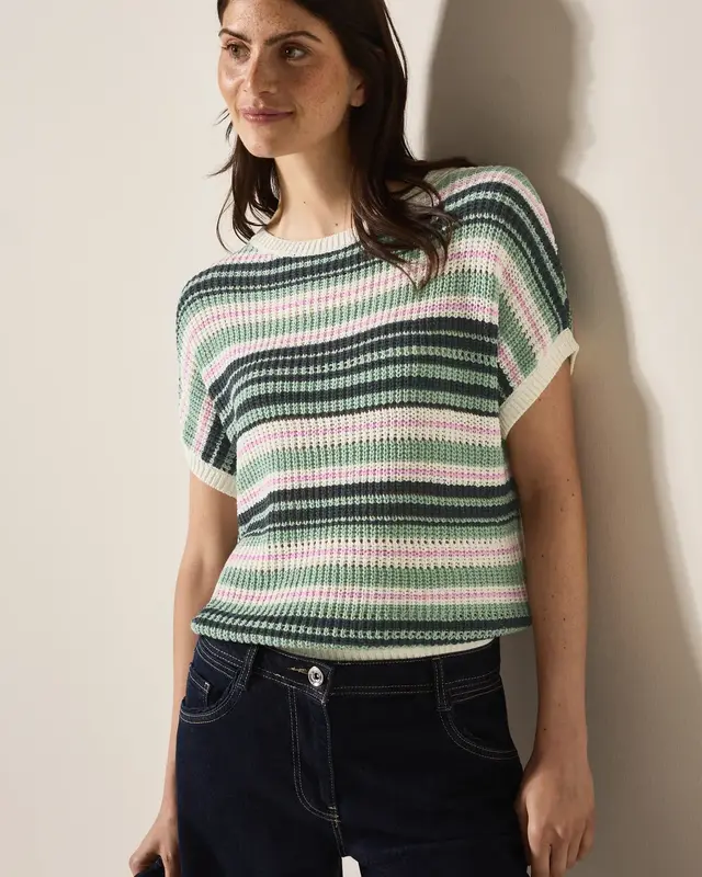 Cecil Striped Jumper - Slate Khaki