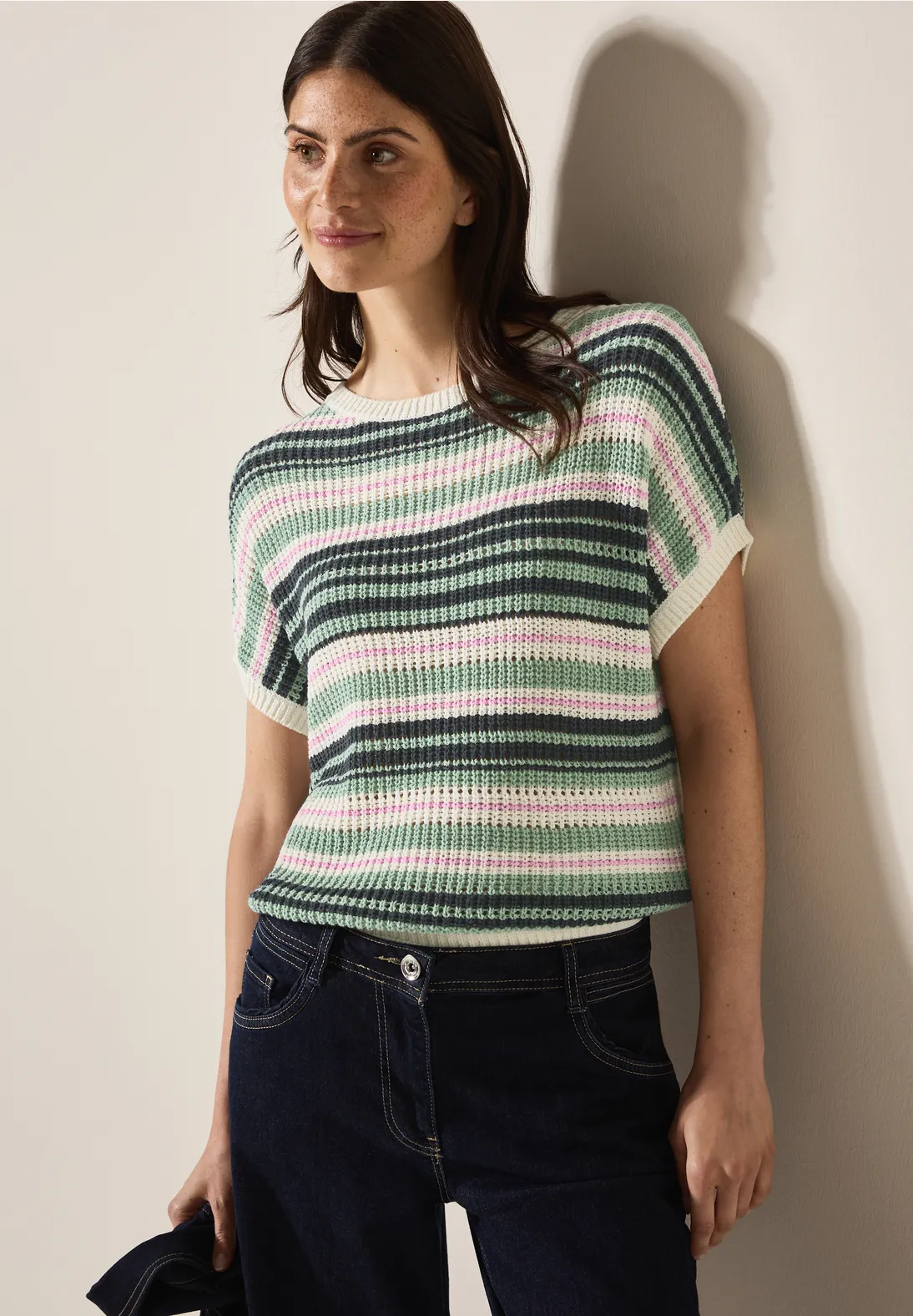 Cecil Striped Jumper - Slate Khaki