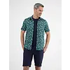 Stretch Kurzarm Shirt AOP- Coastal Blue