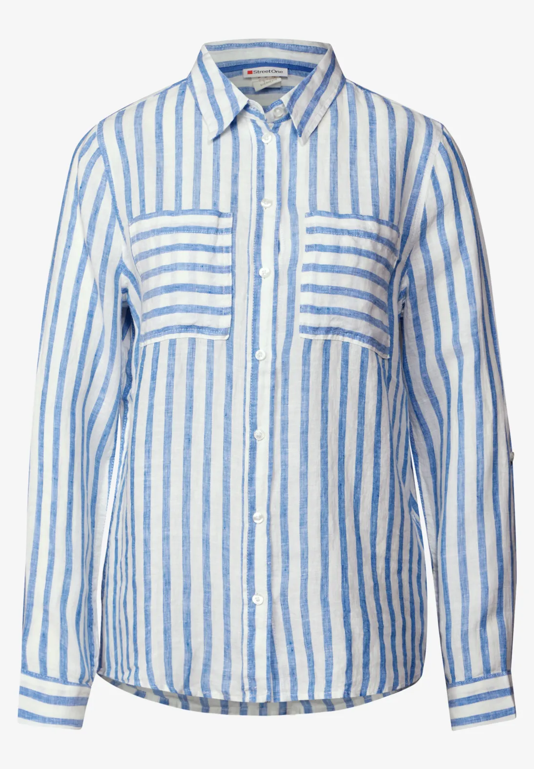 Street One Gestreepte Linnen Blouse - Serenity Blue