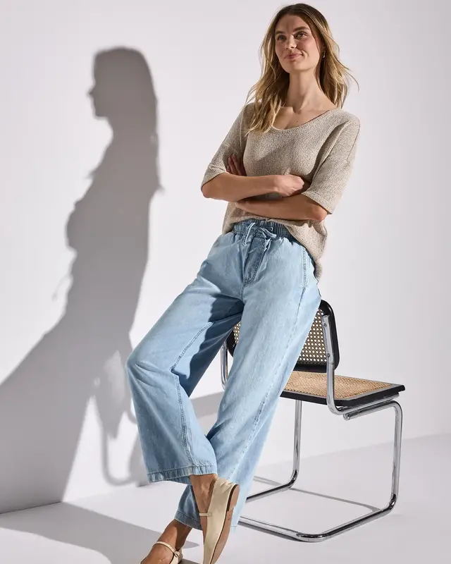 Street One Wide Leg Broek - Light Blue Clean