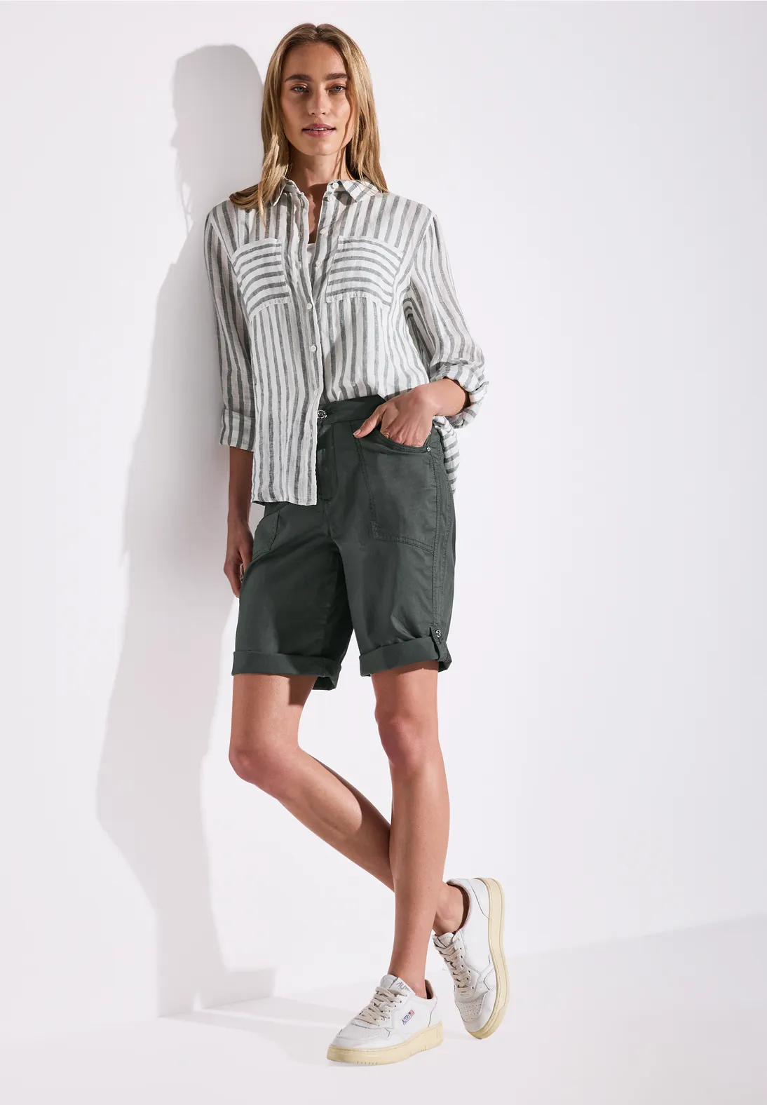 Street One Bermuda mit Turn-Up Yulius - Marshy Green