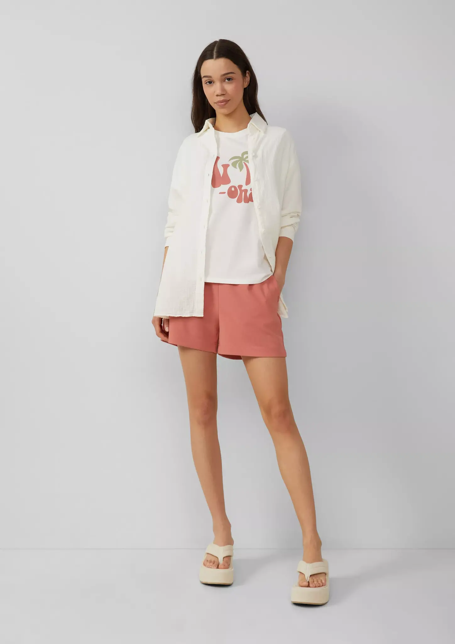 QS by S. Oliver Shirt with Frontprint - Off White