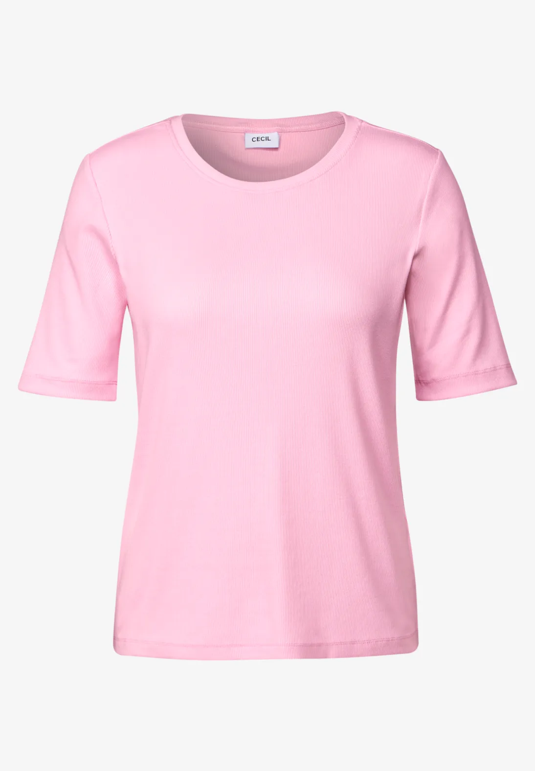 Cecil Basic Rib T-Shirt - Cherry Blossom Pink