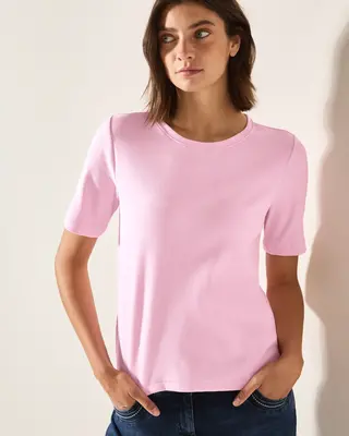 Cecil Basic Rib T-Shirt - Cherry Blossom Pink
