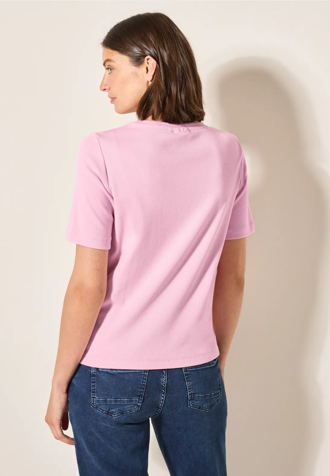 Cecil Basic Rib T-Shirt - Cherry Blossom Pink