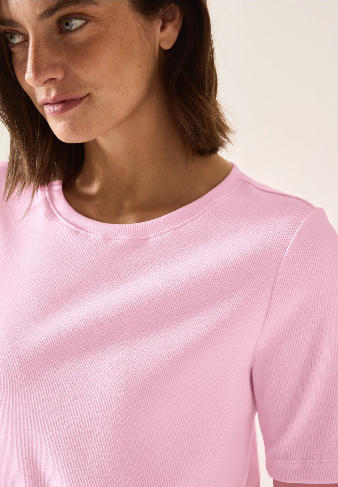 Cecil Basic Rib T-Shirt - Cherry Blossom Pink