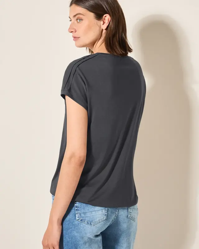 Cecil Shirt in Effen Kleur - Volcanic Grey