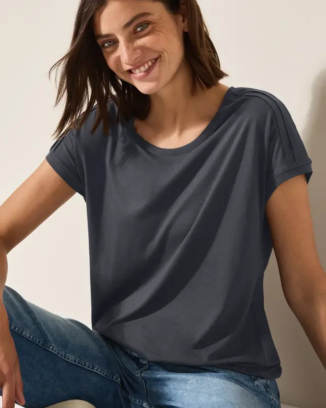 Cecil Shirt in Effen Kleur - Volcanic Grey