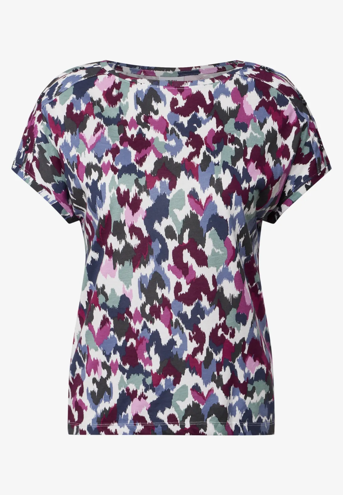 Cecil T-Shirt with Button Detail - Vanilla White