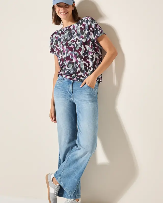 Cecil T-Shirt with Button Detail - Vanilla White