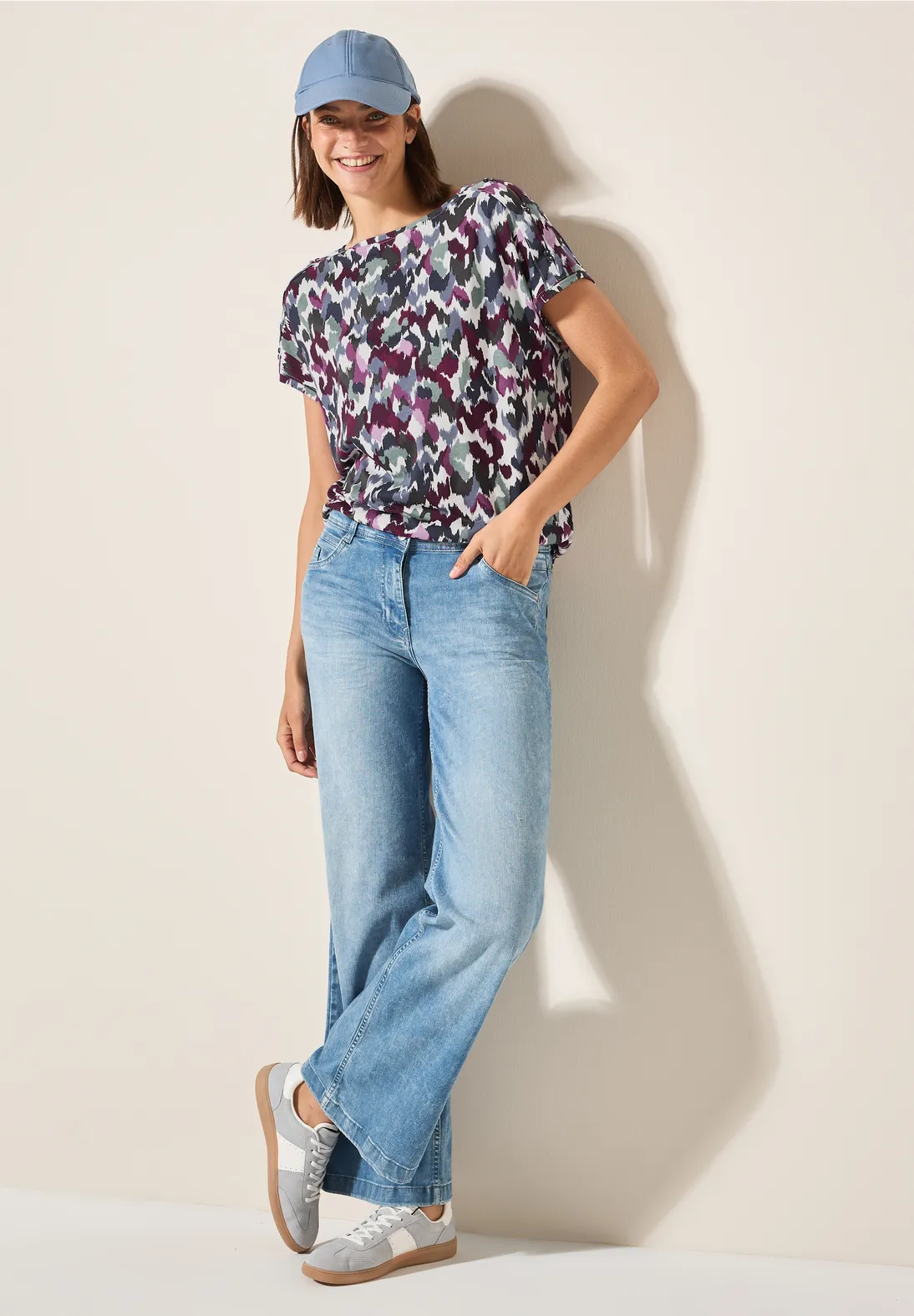 Cecil T-Shirt with Button Detail - Vanilla White