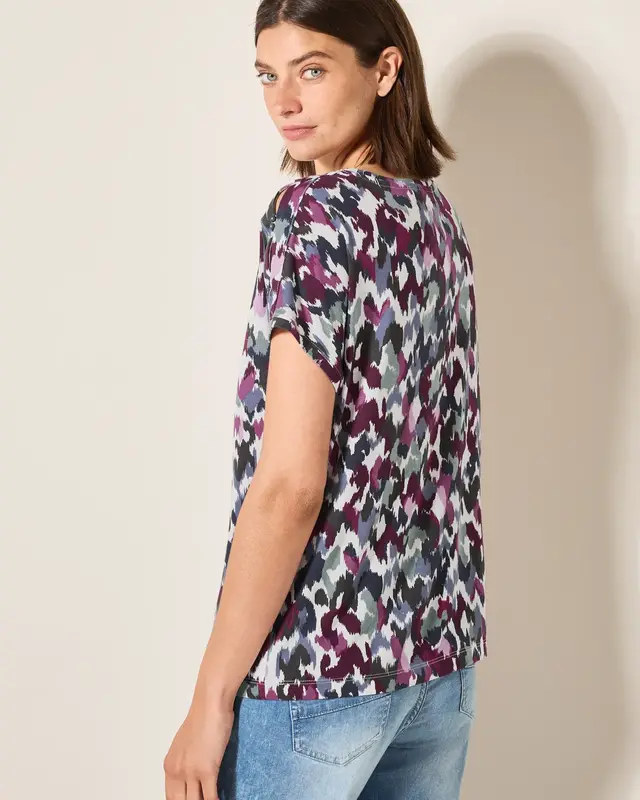 Cecil T-Shirt with Button Detail - Vanilla White