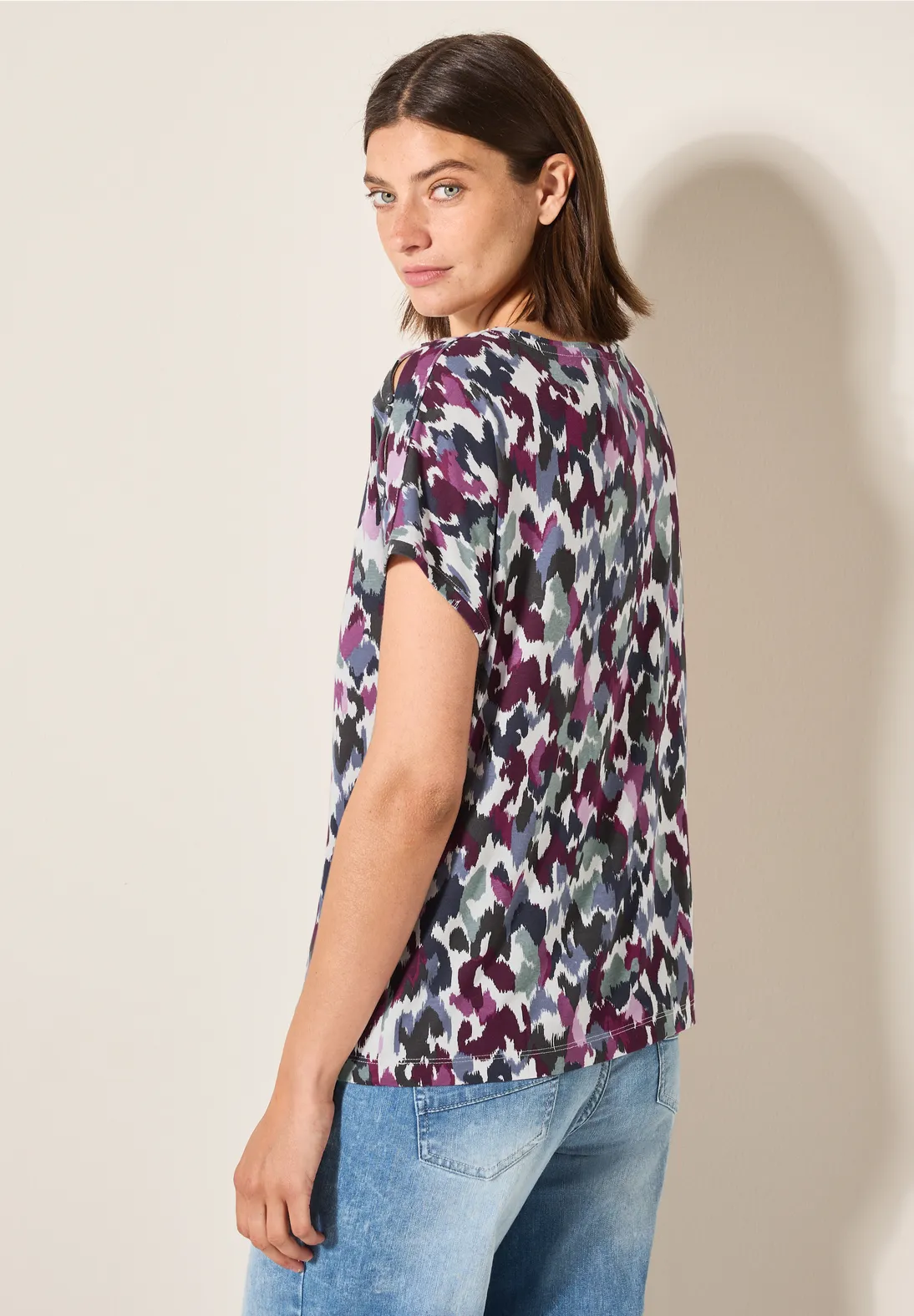 Cecil T-Shirt with Button Detail - Vanilla White