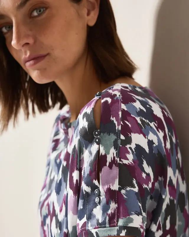 Cecil T-Shirt with Button Detail - Vanilla White