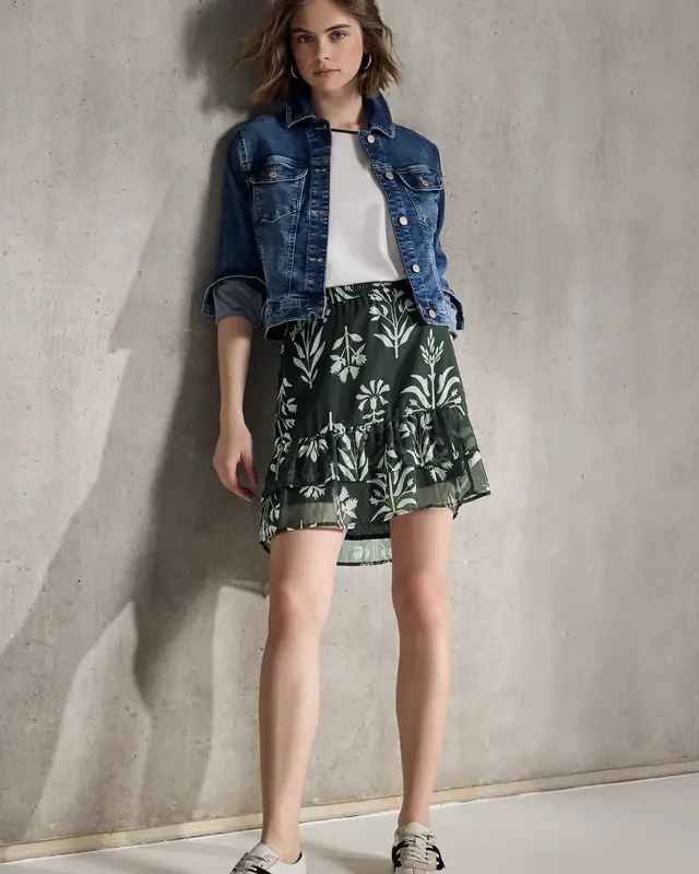 Street One Studio Chiffon Skirt - Desert Pine Green