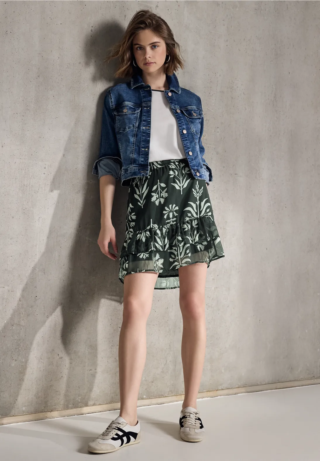 Street One Studio Chiffon Skirt - Desert Pine Green