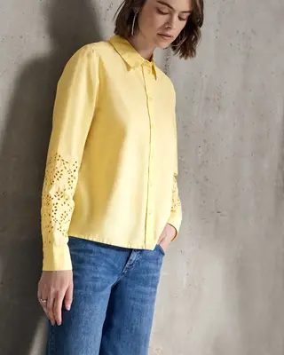 Street One Studio Bluse mit bestickten Ärmeln - Blend Yellow