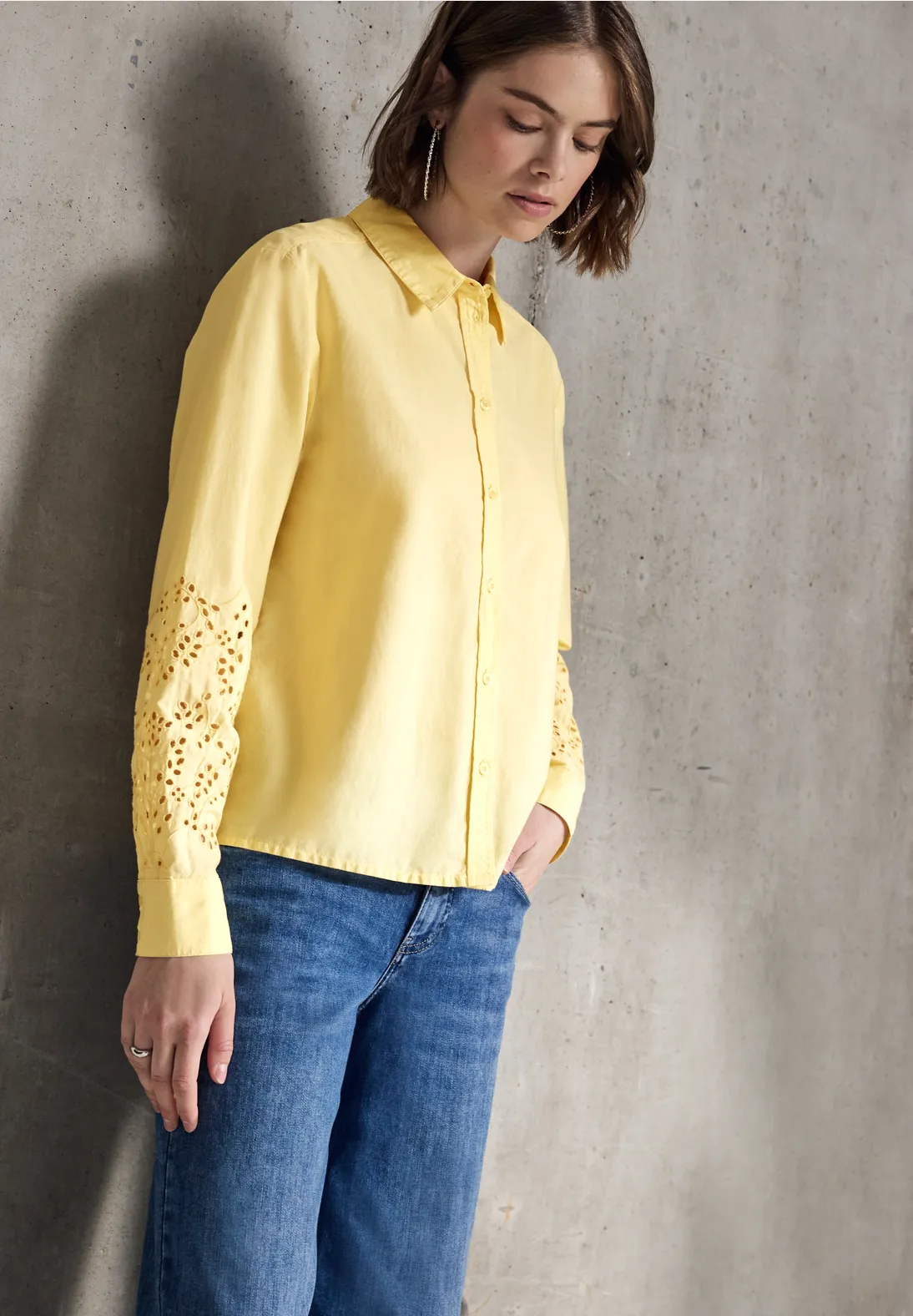 Street One Studio Blouse met Geborduurde Mouwen - Blend Yellow