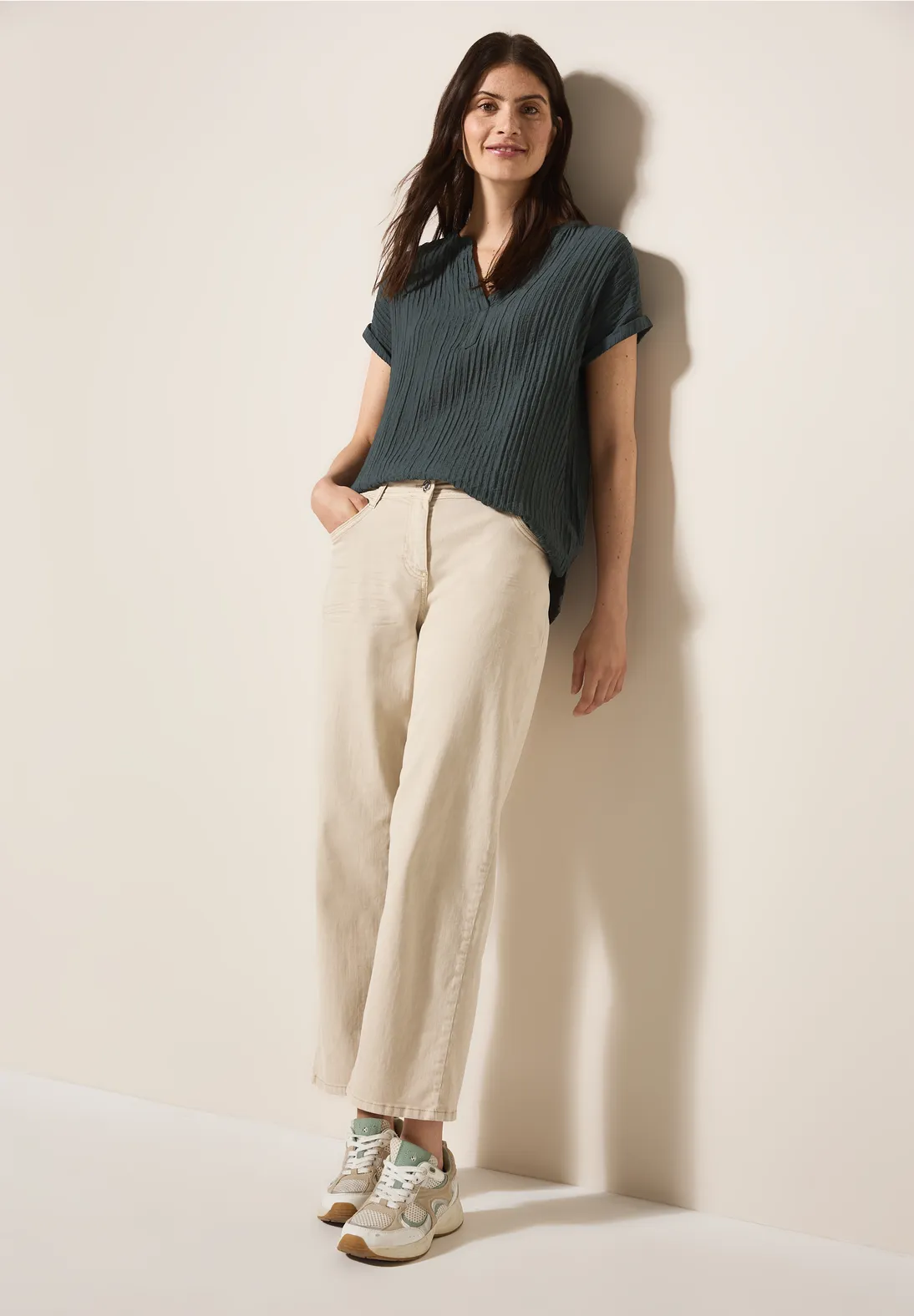 Cecil Gestructureerde Blouse - Slate Khaki