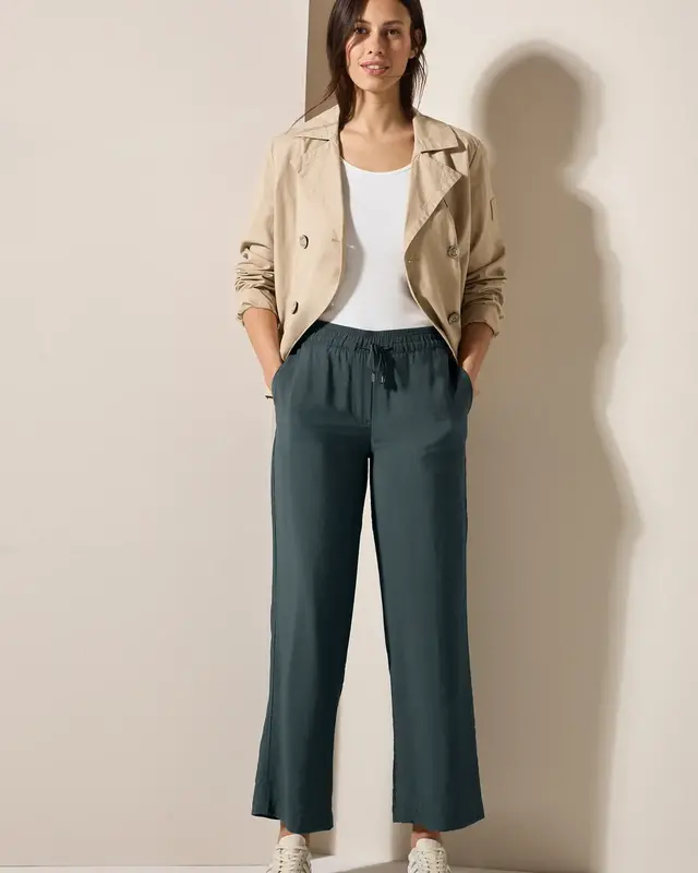 Cecil Wide Leg Broek Neele - Slate Khaki