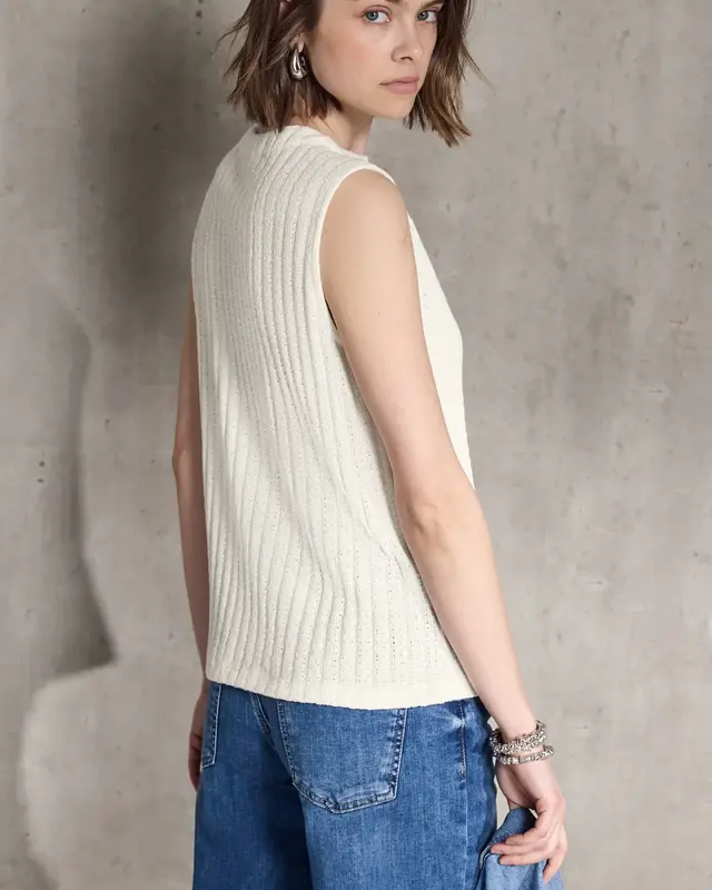 Street One Studio Top mit Rippstruktur - Off White