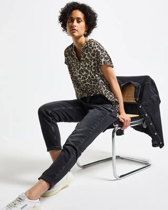 Street One Leopard Print Blouse - Black