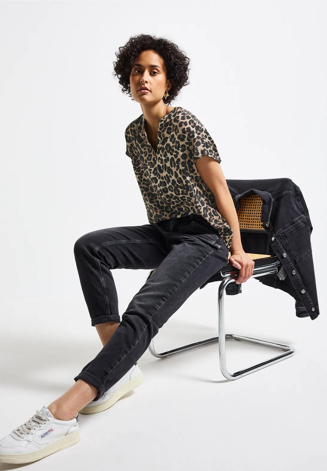 Street One Blusenshirt mit Leo-Muster - Black