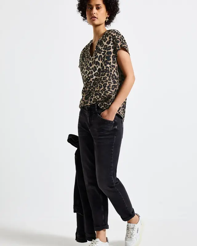Street One Leopard Print Blouse - Black