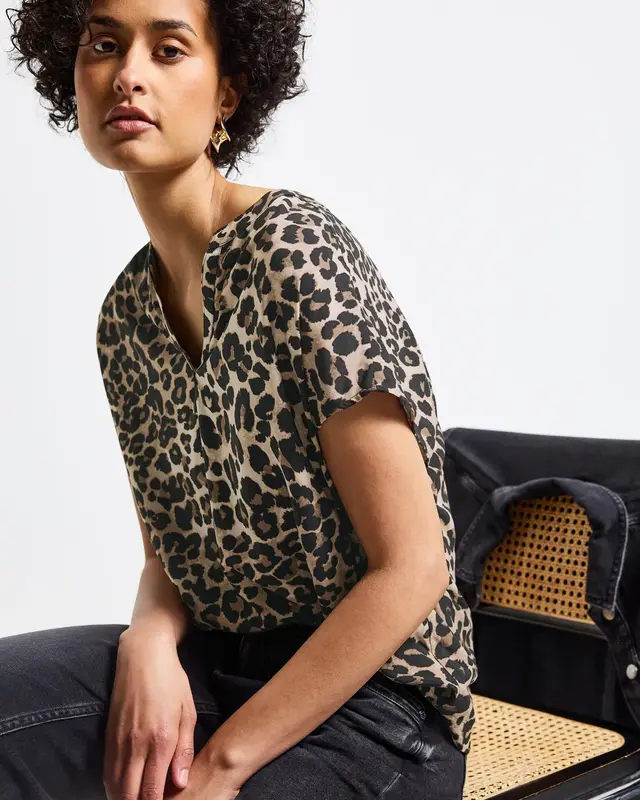 Street One Leopard Print Blouse - Black