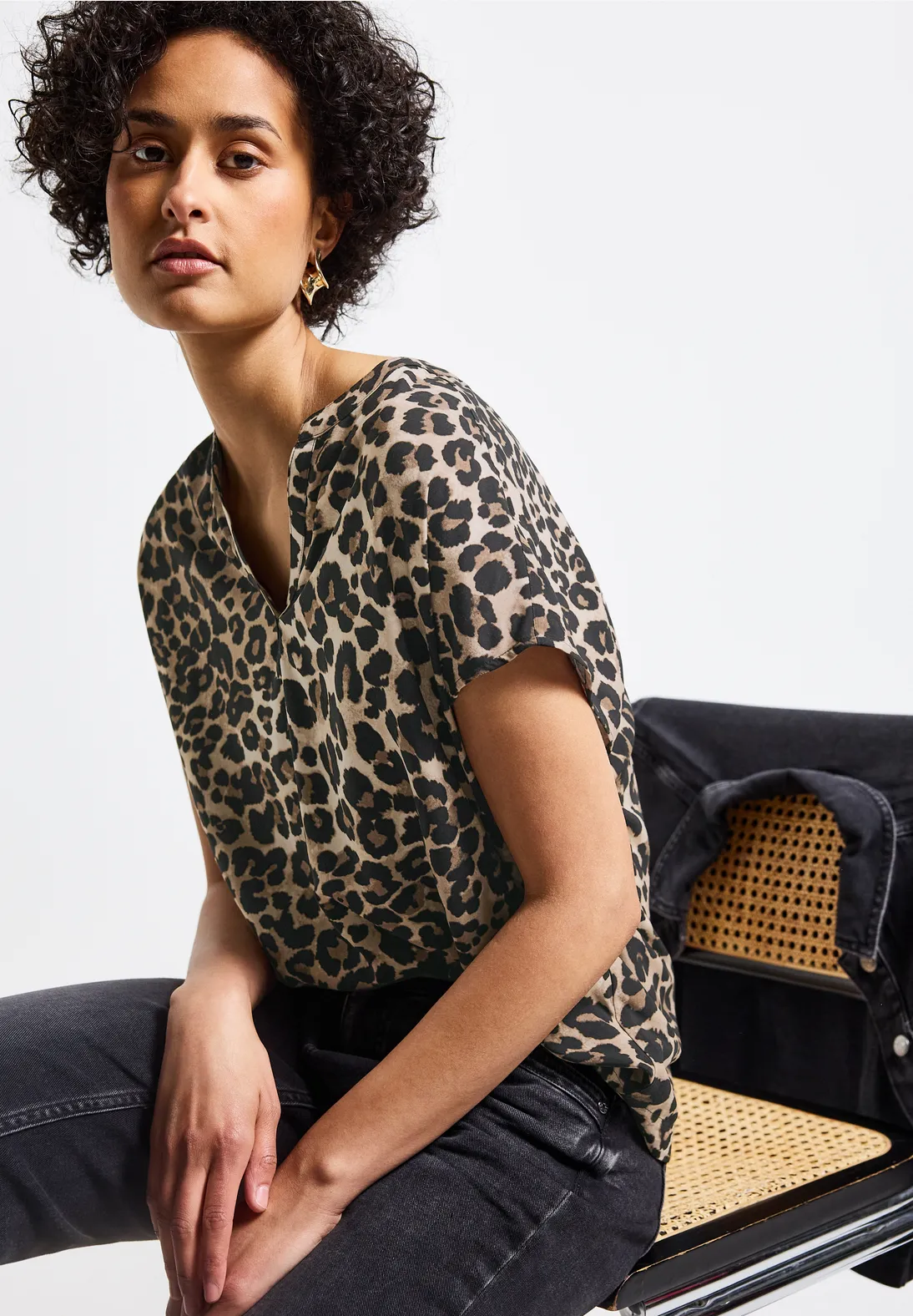 Street One Blusenshirt mit Leo-Muster - Black