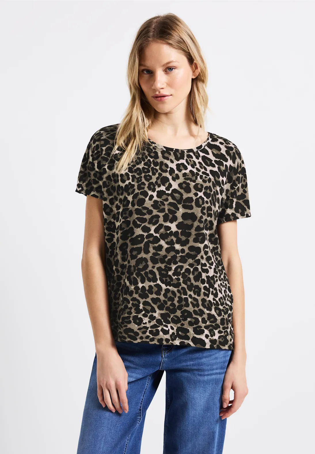 Street One Shirt mit Leo-Muster Crista - Black