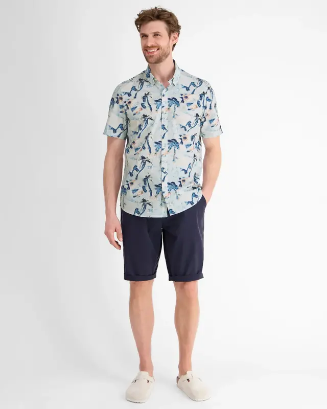 Lerros Stretch Overhemd met Korte Mouw - White