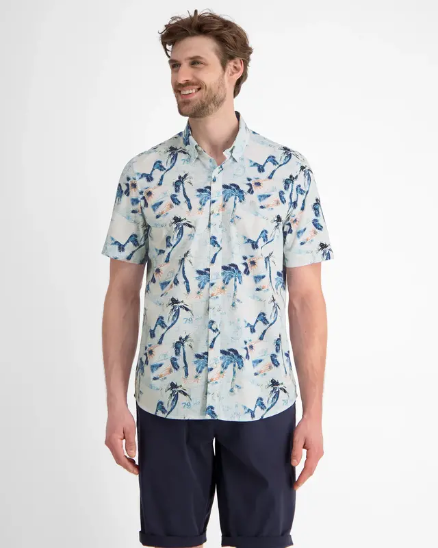 Lerros Stretch Overhemd met Korte Mouw - White