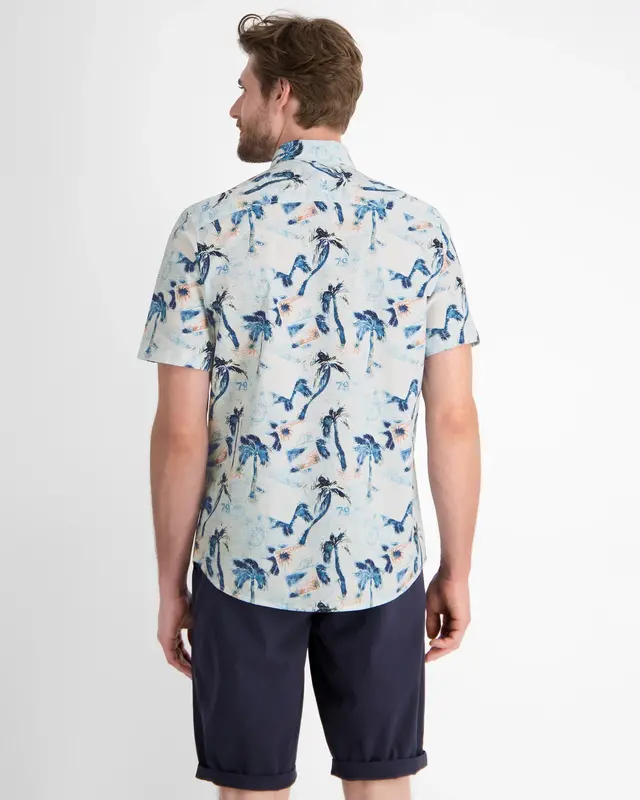 Lerros Stretch Overhemd met Korte Mouw - White