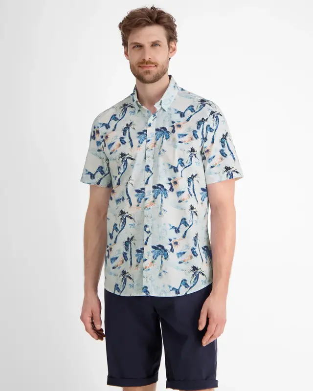 Lerros Stretch Overhemd met Korte Mouw - White