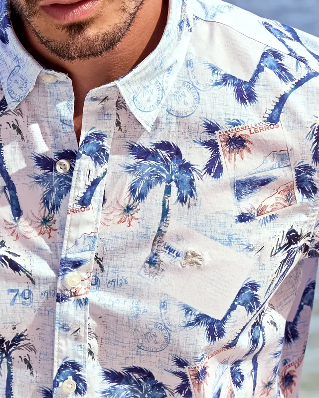 Lerros Stretch Overhemd met Korte Mouw - White