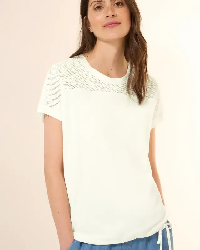 Cecil Shirt met Mesh Detail - Vanilla White
