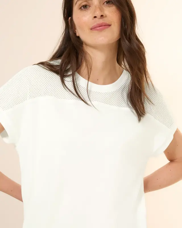 Cecil Shirt met Mesh Detail - Vanilla White