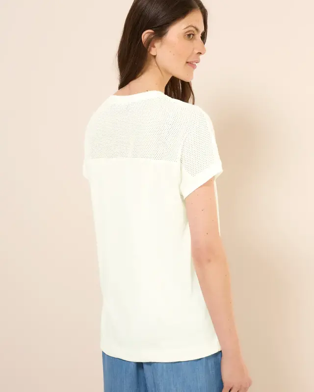 Cecil Shirt met Mesh Detail - Vanilla White