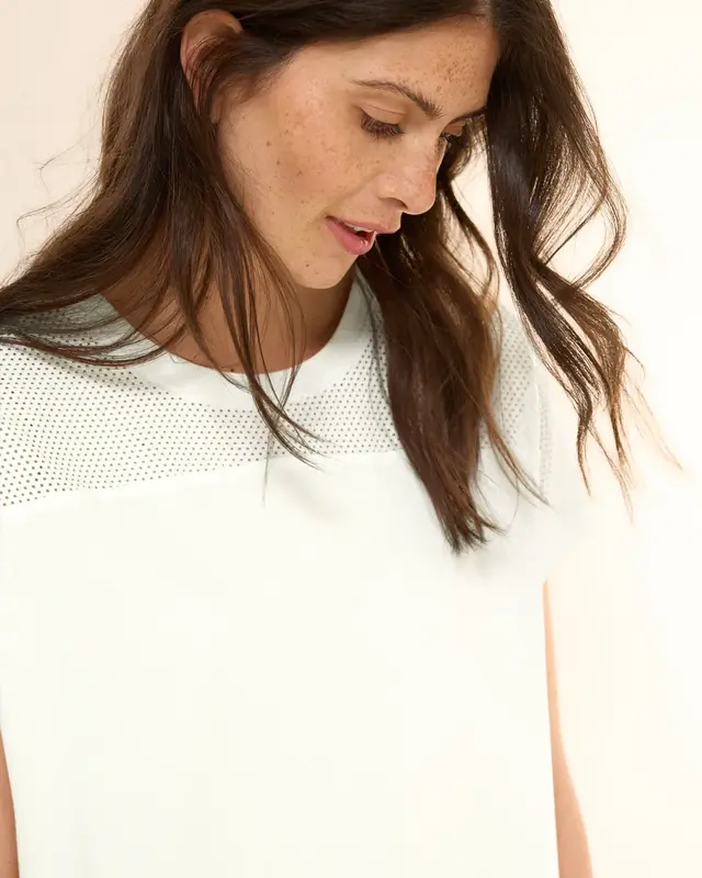 Cecil Shirt met Mesh Detail - Vanilla White