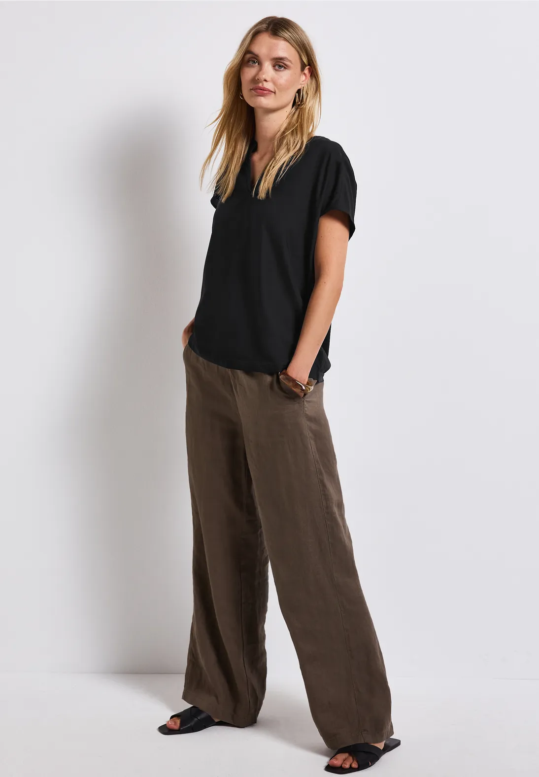 Street One Blouse met Gespleten Hals - Black