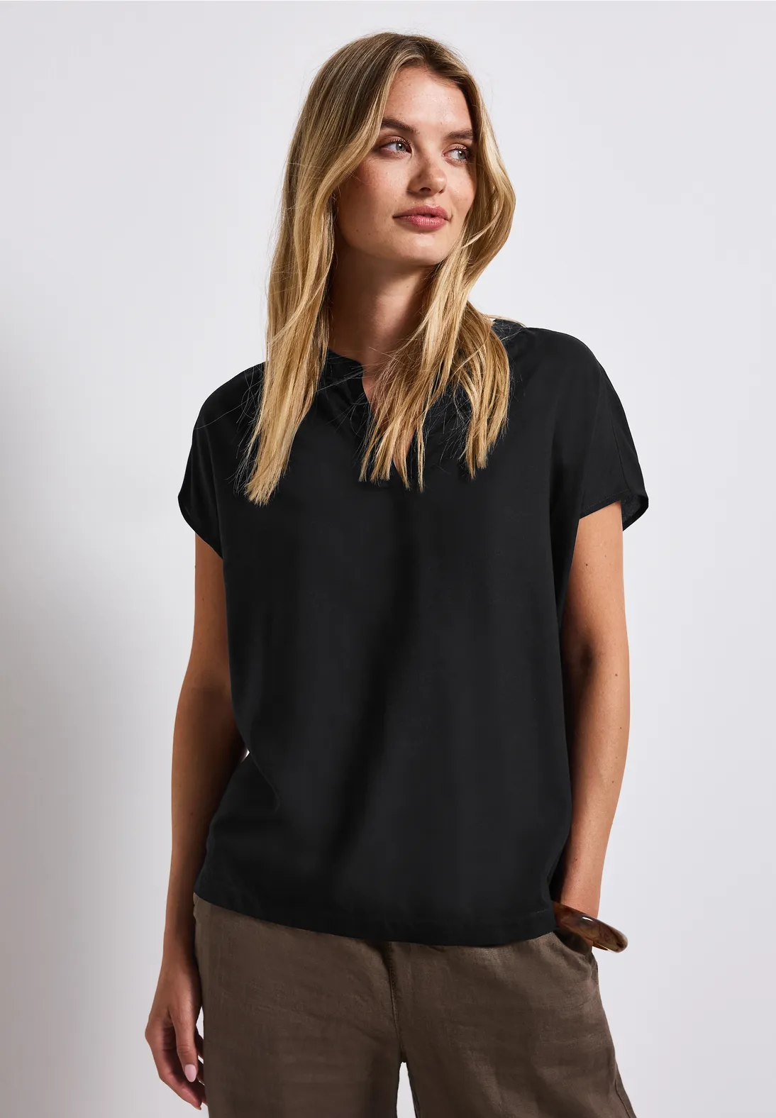 Street One Blouse met Gespleten Hals - Black