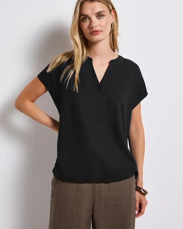 Street One Blouse met Gespleten Hals - Black