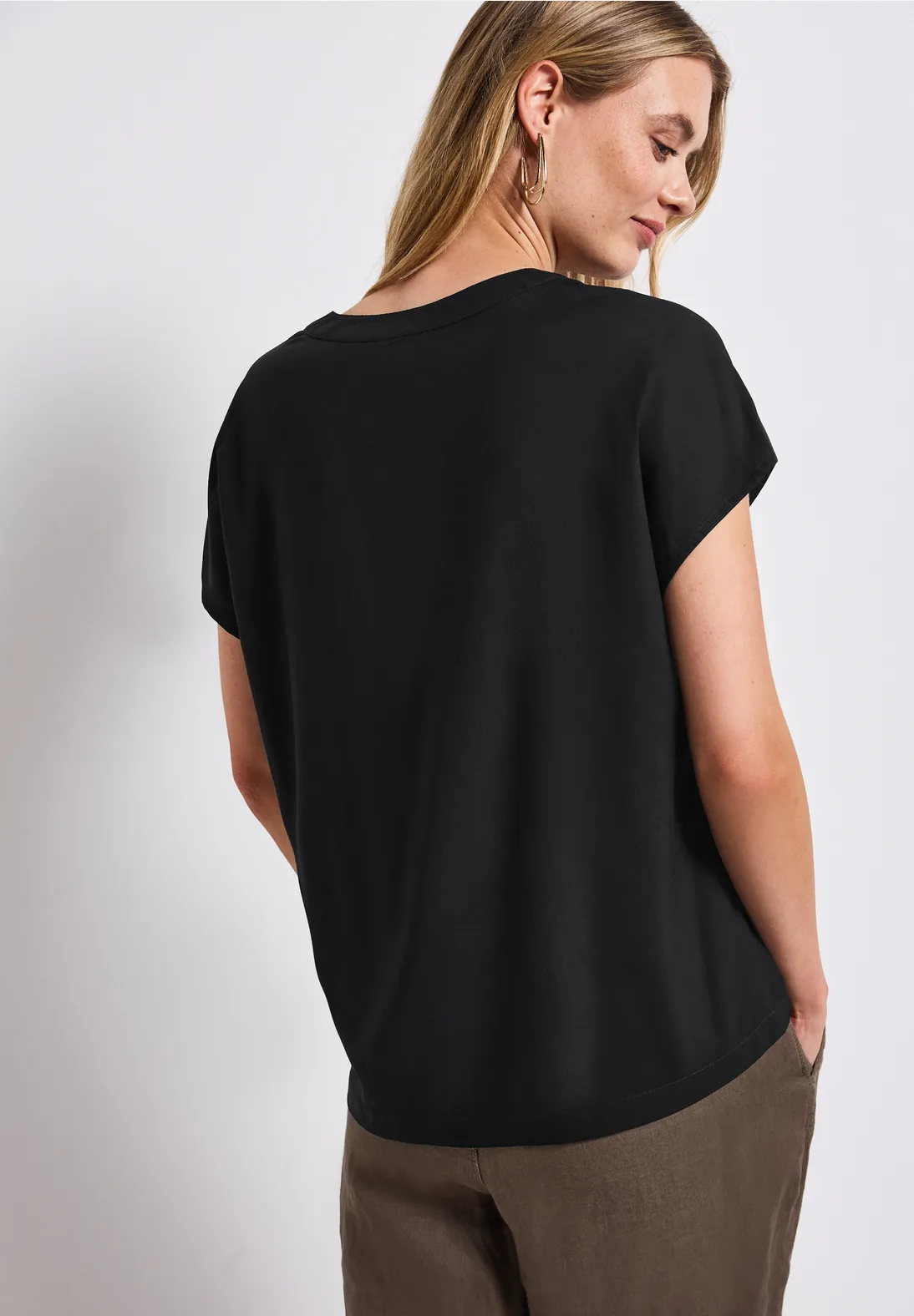 Street One Blouse met Gespleten Hals - Black