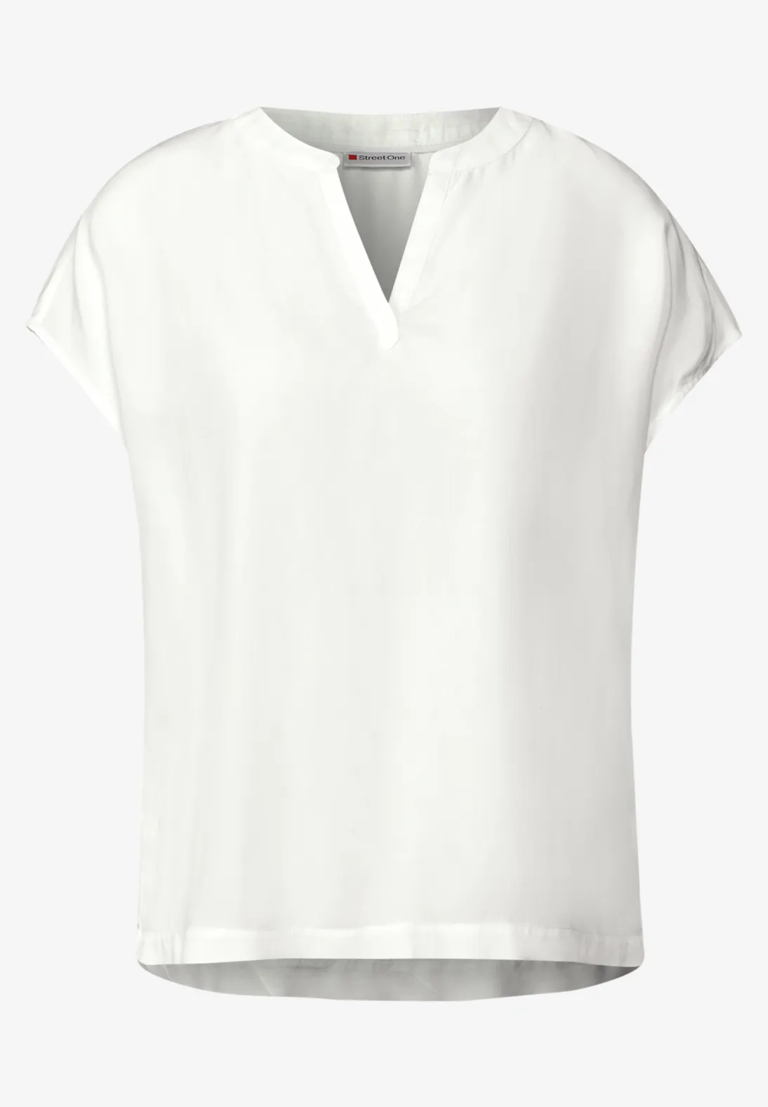Street One Split Neck Bluse in Unifarbe - Off White