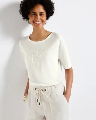 Street One T-Shirt with Foil Print - Off White