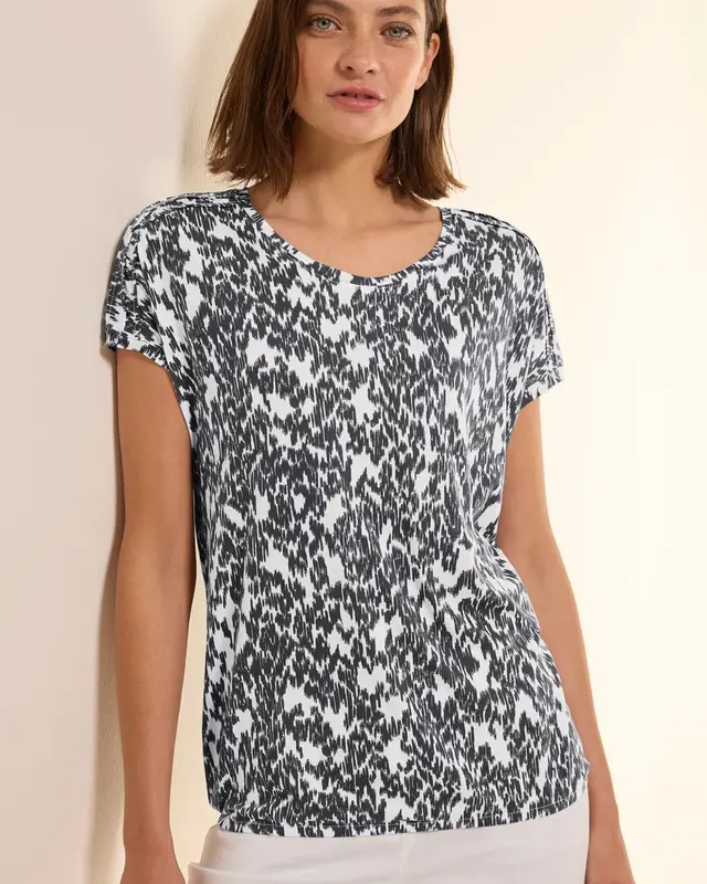 Cecil T-Shirt met Minimal Print - Vanilla White