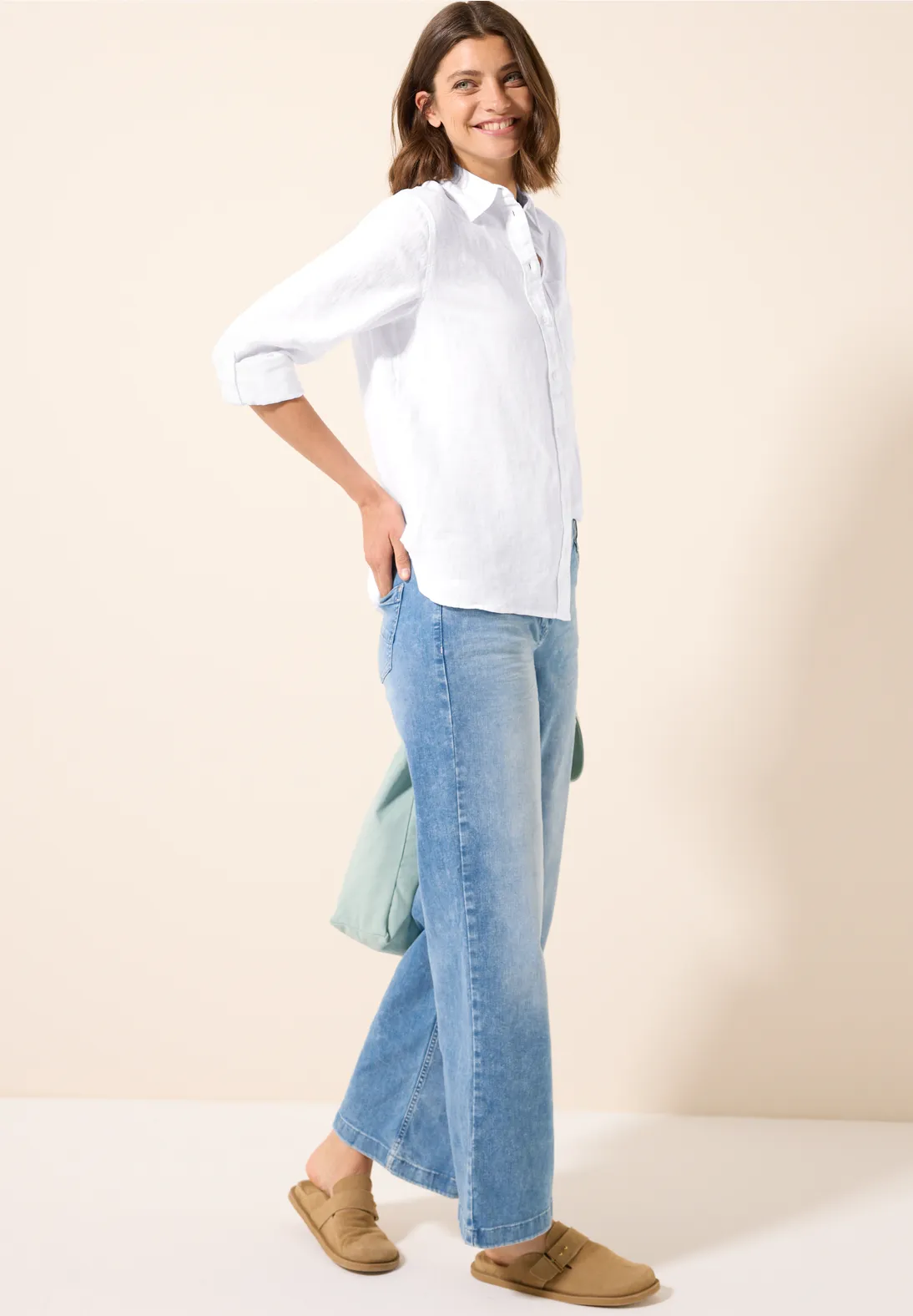 Cecil Leinen Hemdbluse - White